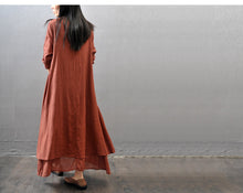 Linen Solid Half Sleeve Ruched V-neck Double Layers Button White Plus Size 3XL Elegant Loose Dress 2016 New Women Autumn Dresses