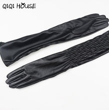 Long Gloves Women PU Leather Winter Long Gloves Waterproof Luva De Academia Sexy Warm Gloves #B817
