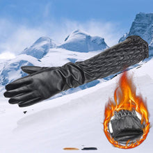 Long Gloves Women PU Leather Winter Long Gloves Waterproof Luva De Academia Sexy Warm Gloves #B817