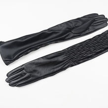 Long Gloves Women PU Leather Winter Long Gloves Waterproof Luva De Academia Sexy Warm Gloves #B817