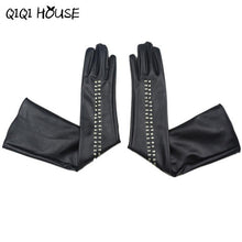 Long Leather Gloves Women Girl Luxurious Leather Winter Super Warm Gloves Cashmere Luvas De Couro Guantes Mujer#C817