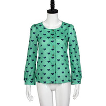 Long Sleeve Blous Printing Heart Loose Casual Tops Button Chiffon Ladies Cute Basic Wear Chemise Femme Manche Longue#B819