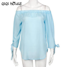 Long Sleeve Blouse Strapless Off Shoulder Sexy Loose Tops Fresh Blue Blouse New Fashion Basic Wear Autumn Roupa Feminina#B823