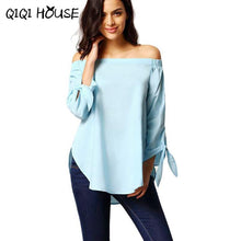 Long Sleeve Blouse Strapless Off Shoulder Sexy Loose Tops Fresh Blue Blouse New Fashion Basic Wear Autumn Roupa Feminina#B823