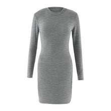 Long Sleeve Dress Gray Solid Sexy Slim Autumn Dress Casual Basic Bodycon Mini Dress Vestidos De Mujer#C101