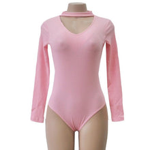 Long Sleeve Sexy Rompers Chocker Sexy V-Neck Women Bodysuits Slim Solid Rompers For Women #112