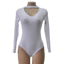 Long Sleeve Sexy Rompers Chocker Sexy V-Neck Women Bodysuits Slim Solid Rompers For Women #112