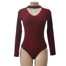 Long Sleeve Sexy Rompers Chocker Sexy V-Neck Women Bodysuits Slim Solid Rompers For Women #112
