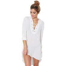 Long Style Chiffon Shirts Women Long Sleeve V Neck Lacing Up Summer Casual Thin Womens Blouses Loose Tops Female Clothes 2017#52