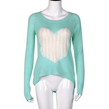 Lovely Heart Print Women Sweaters Loose Long Sleeve Casual Pullovers Autumn Winter Wam Top Sweter Mujer#F107