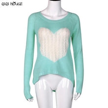 Lovely Heart Print Women Sweaters Loose Long Sleeve Casual Pullovers Autumn Winter Wam Top Sweter Mujer#F107