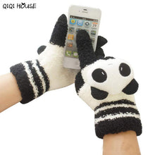 Lovely Panda Winter Gloves Screen Hand Warm Gloves Striped Outwear Gloves Eldiven Guantes Mujer#B921