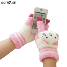 Lovely Panda Winter Gloves Screen Hand Warm Gloves Striped Outwear Gloves Eldiven Guantes Mujer#B921