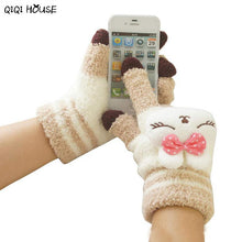 Lovely Panda Winter Gloves Screen Hand Warm Gloves Striped Outwear Gloves Eldiven Guantes Mujer#B921
