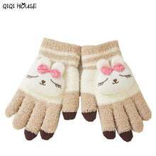 Lovely Panda Winter Gloves Screen Hand Warm Gloves Striped Outwear Gloves Eldiven Guantes Mujer#B921