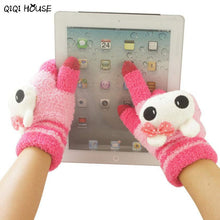Lovely Panda Winter Gloves Screen Hand Warm Gloves Striped Outwear Gloves Eldiven Guantes Mujer#B921