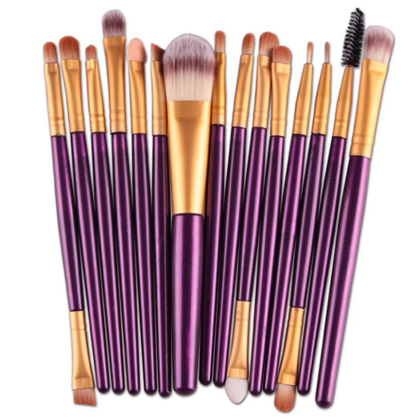 MAANGE 2017 15PCS Makeup brushes Cosmetic tools Foundation Blush Eyeshadow Eyeliner Lip Powder brush Pinceau Maquillage Purple