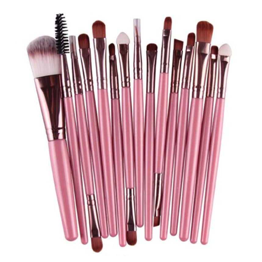 MAANGE 2017 15PCS Makeup brushes Foundation Blush Powder Eyeshadow Blending Eyebrow Eyeliner Lip brush Pinceis de maquiagem Pink