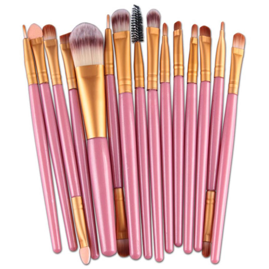 MAANGE 2017 15PCS Makeup brushes set Beauty Cosmetics Foundation Facial Eyeshadow Eyeliner Lip brush Pinceaux maquillage Pink