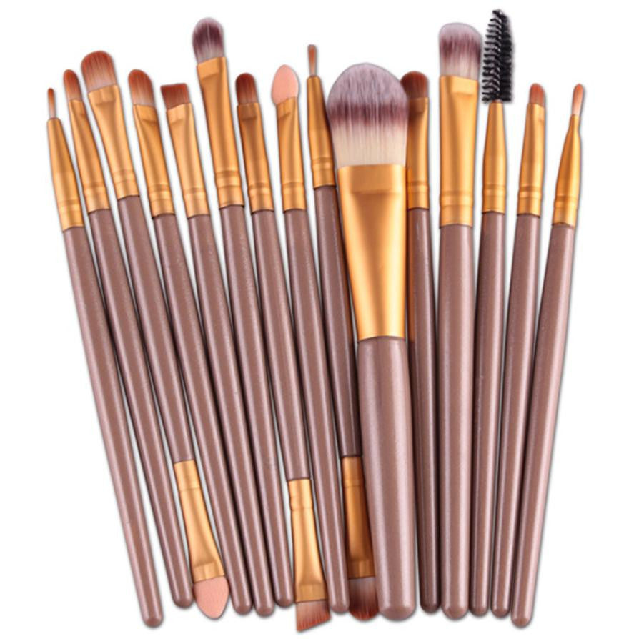 MAANGE 2017 15PCS Powder Foundation Flat Cream Makeup brushes Professional Cosmetic tools Make up brush Pincel maquiagem Gold