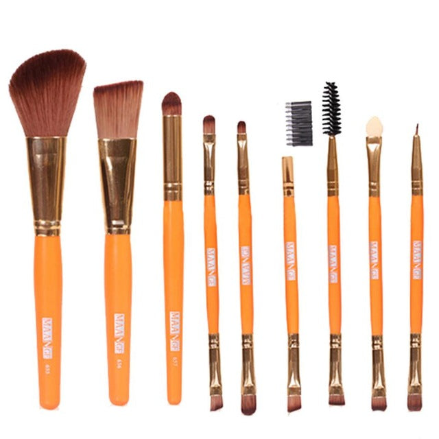 MAANGE 9pcs Pro Makeup Cosmetic Brushes Eyeshadow Eye Shadow Foundation Blending Brush High Quality Nylon Fiber Anne
