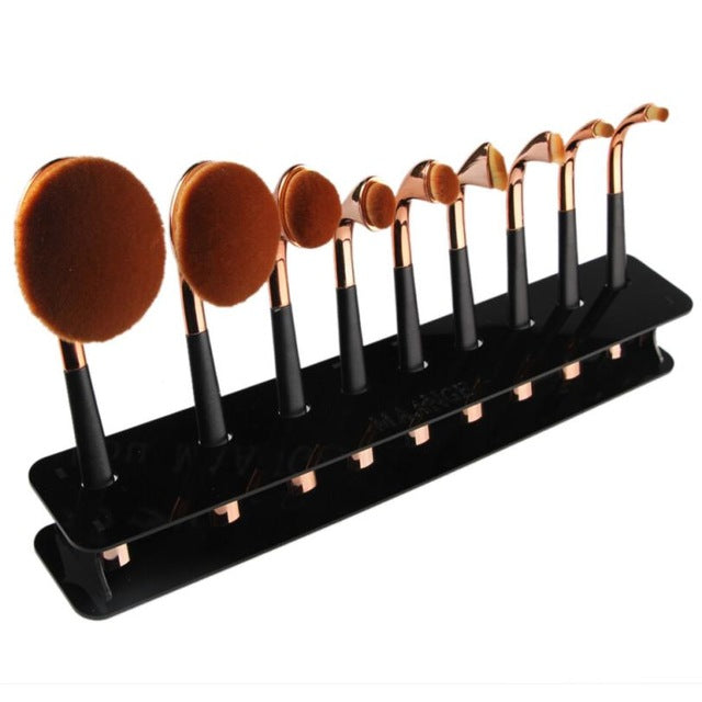 MAange sturdy clear acrylic 9 Hole Microscler Makeup Brush Holder Drying Rack Organizer Cosmetic Shelf Tool Anne