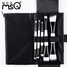 MSQ Advanced Artificial Fiber easy to take Black And White Portable Makeup Brush Sets Makeup Brush Bag Beauty