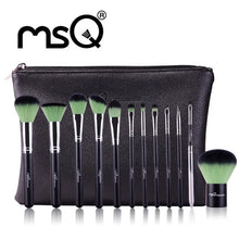 MSQ Fiber Material 12pcs Professional Cosmetic Eyebrow Shadow Makeup Cosmetic Brush Set Pouch Case Soft and silky Anne