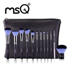 MSQ Fiber Material 12pcs Professional Cosmetic Eyebrow Shadow Makeup Cosmetic Brush Set Pouch Case Soft and silky Anne