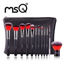 MSQ Fiber Material 12pcs Professional Cosmetic Eyebrow Shadow Makeup Cosmetic Brush Set Pouch Case Soft and silky Anne