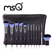MSQ Fiber Material 12pcs Professional Cosmetic Eyebrow Shadow Makeup Cosmetic Brush Set Pouch Case Soft and silky Anne