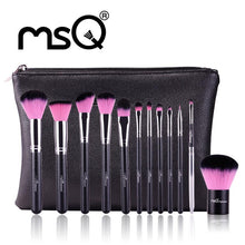MSQ Fiber Material 12pcs Professional Cosmetic Eyebrow Shadow Makeup Cosmetic Brush Set Pouch Case Soft and silky Anne