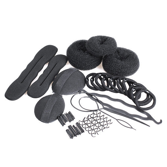 Magic Hair Clip Styling Maker Tool Set Pads Foam Sponge Bun Donut Hairpins