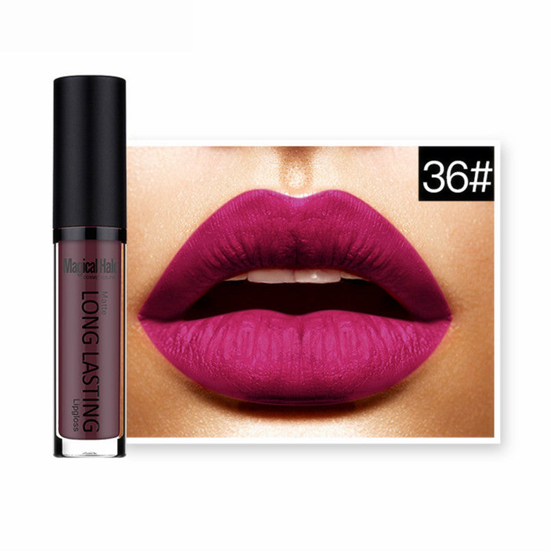 Magical Halo 2017 Waterproof Matte Liquid Lipstick Moisturizer Long lasting lipsticks Beauty Nutritious Lip gloss Red 36#