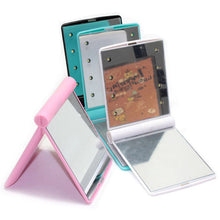 Makeup Mirrors Mini Portable Folding Compact Hand Cosmetic Make Up Pocket Mirror with 8 LED Light for Lady