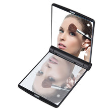 Makeup Mirrors Mini Portable Folding Compact Hand Cosmetic Make Up Pocket Mirror with 8 LED Light for Lady