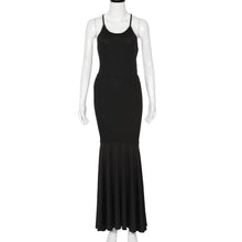 Maxi Dress Cross Bandage Backless Spaghettu Strap Silhouette Fishtail Sexy Dress Vestidos Longos#B708