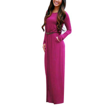Maxi Dress Long Sleeve Sexy Boho Pockets Long Summer Dress Ladies Dresses Vestido Largo#B728