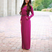 Maxi Dress Long Sleeve Sexy Boho Pockets Long Summer Dress Ladies Dresses Vestido Largo#B728