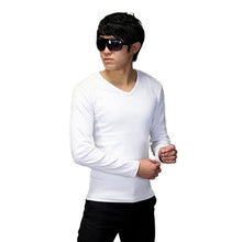 Men Shirt Real Solid Broadcloth No Full 2015 Fashion Men Slim Fit Cotton V-neck Long Sleeve T-shirt Tops Hot