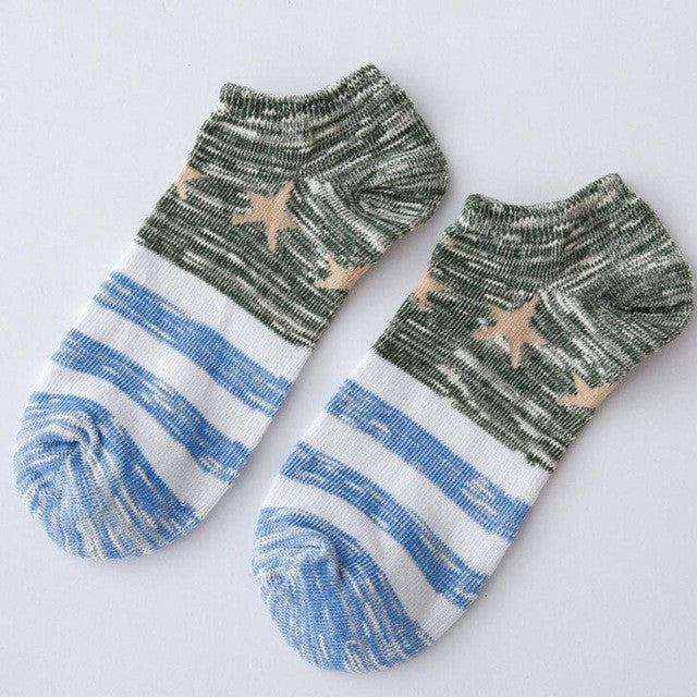 Men Socks Printed Stars Striped Ankle Socks Casual Men Daily Soft Ankle Socks#212