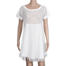 Mesh Dress Summer Sundresses Hollow Out Tassel Perspective Shirts Clothing Vestidos De Renda Roupas#B714
