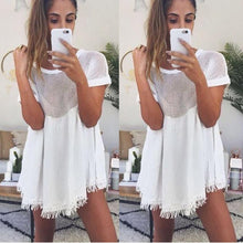 Mesh Dress Summer Sundresses Hollow Out Tassel Perspective Shirts Clothing Vestidos De Renda Roupas#B714