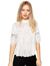 Mesh Embroidery See Through Ruched Sexy Hollow Out Crochet Summer Casual Women Loose New Arrival Women Blouses 2016 Blouse Top
