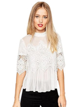 Mesh Embroidery See Through Ruched Sexy Hollow Out Crochet Summer Casual Women Loose New Arrival Women Blouses 2016 Blouse Top