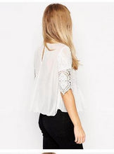 Mesh Embroidery See Through Ruched Sexy Hollow Out Crochet Summer Casual Women Loose New Arrival Women Blouses 2016 Blouse Top