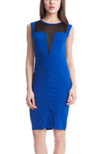 Mesh See Through Office Work Dress Sleeveless Back Zipper Midi Black Bodycon Sexy Red Dress Summer Dress 2016 Spring New Style