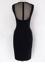 Mesh See Through Office Work Dress Sleeveless Back Zipper Midi Black Bodycon Sexy Red Dress Summer Dress 2016 Spring New Style