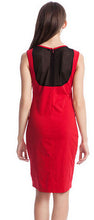 Mesh See Through Office Work Dress Sleeveless Back Zipper Midi Black Bodycon Sexy Red Dress Summer Dress 2016 Spring New Style