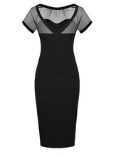 Mesh See Through Patchwork Black Knee Length Elegant Office Lady Work Dress 2016 Women Clothing Summer New Arrival Crepe